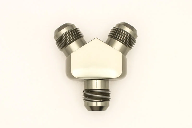 DeatschWerks 10AN Male Flare + 10AN Male Flare To 10AN Male Flare Y-Block Fitting