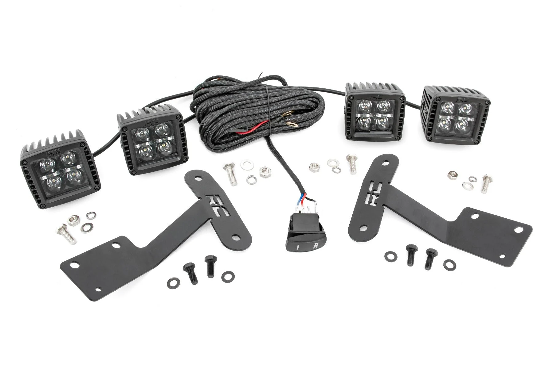 LED Light | Ditch Mount | Dual 2" Black Pairs | Amber DRL | Toyota Tundra | 2014-2021 | Rough Country | 70838