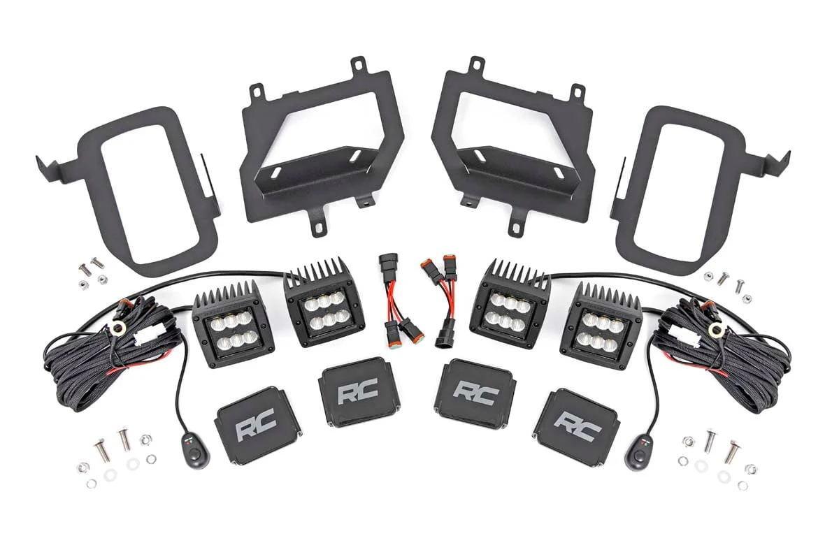 LED Light | Fog Mount | Dual 2" Black Pairs | Flood | Ford F-150 | 2015-2017 | Rough Country | 70833