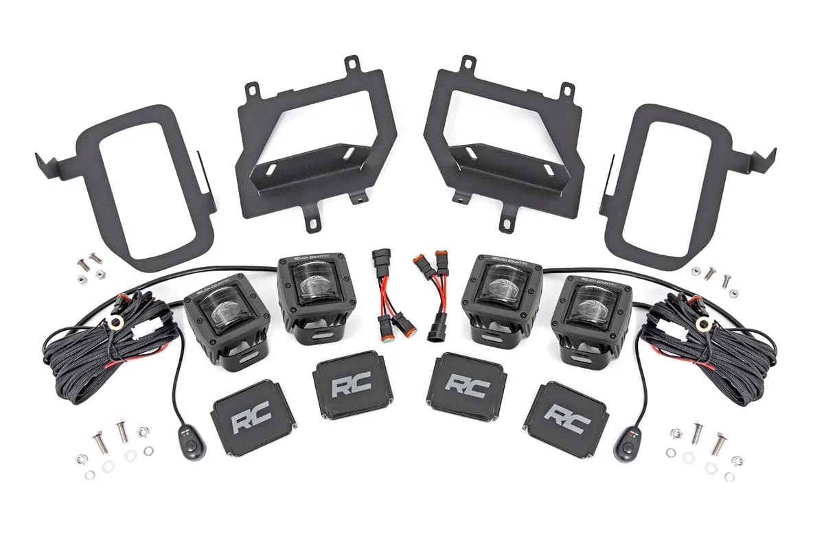 LED Light | Fog Mount | Dual 2" Black Pairs | SAE | Ford F-150 | 2015-2017 | Rough Country | 70831