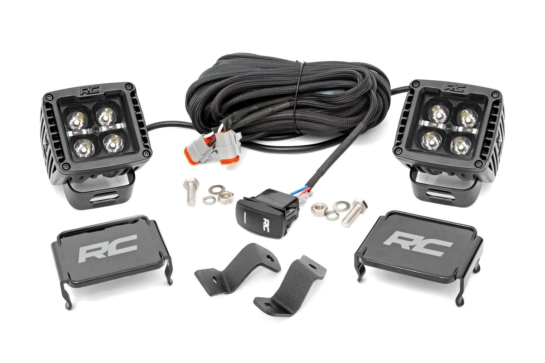 LED Light | Ditch Mount | 2" Black Pair | Amber DRL | Ford F-150 | 2015-2022 | Rough Country | 71032