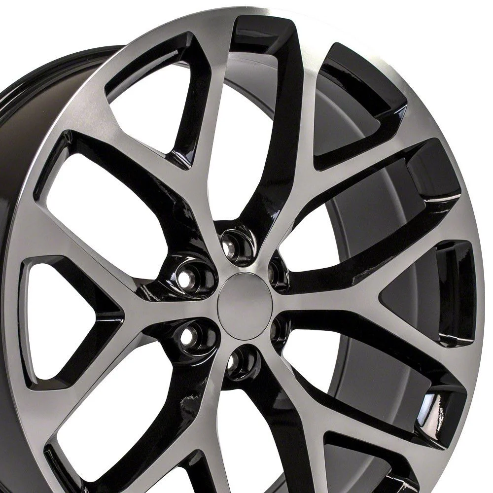 CV98 Gloss Black Machined 6-Lug Wheel; 24x10; 24mm Offset (15-20 Yukon)