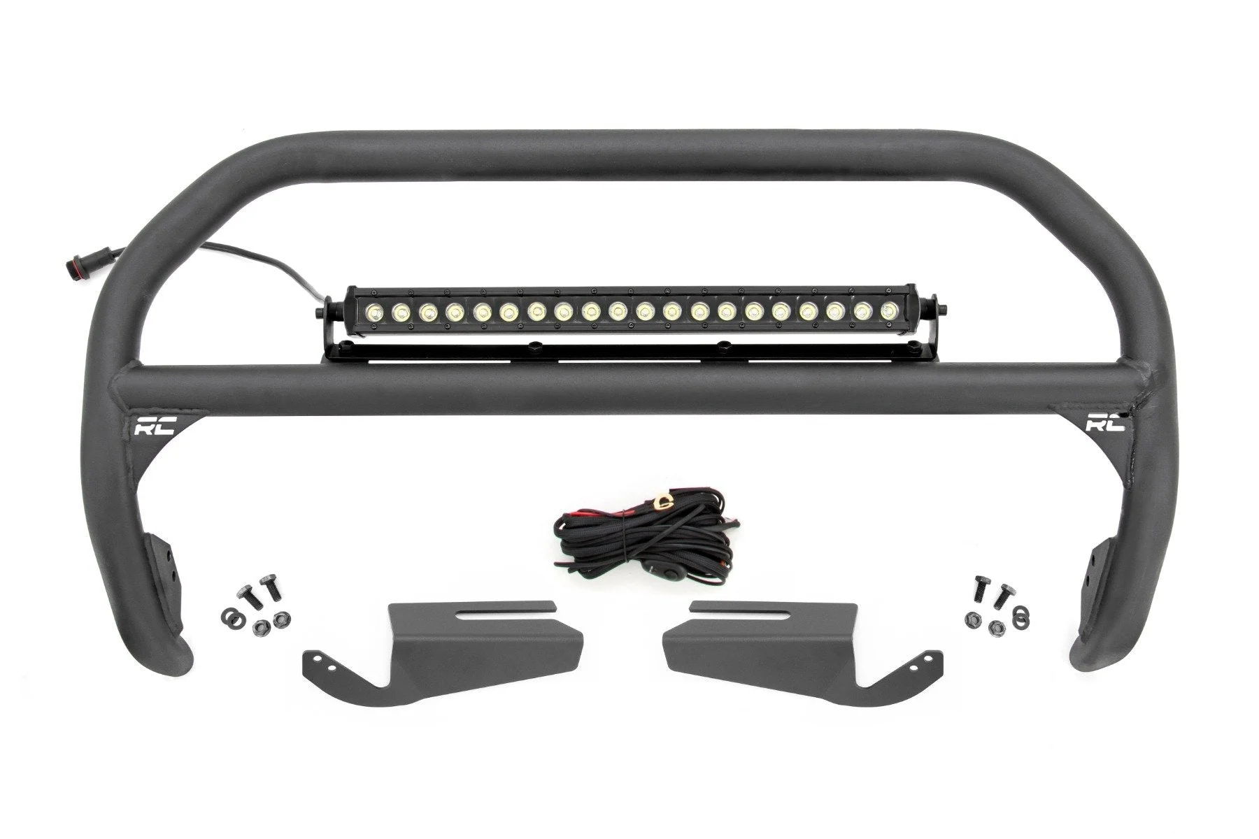 Nudge Bar w/20" Black Single Row LED Light Bar for OE Modular Bumper, 2021+ Ford Bronco
