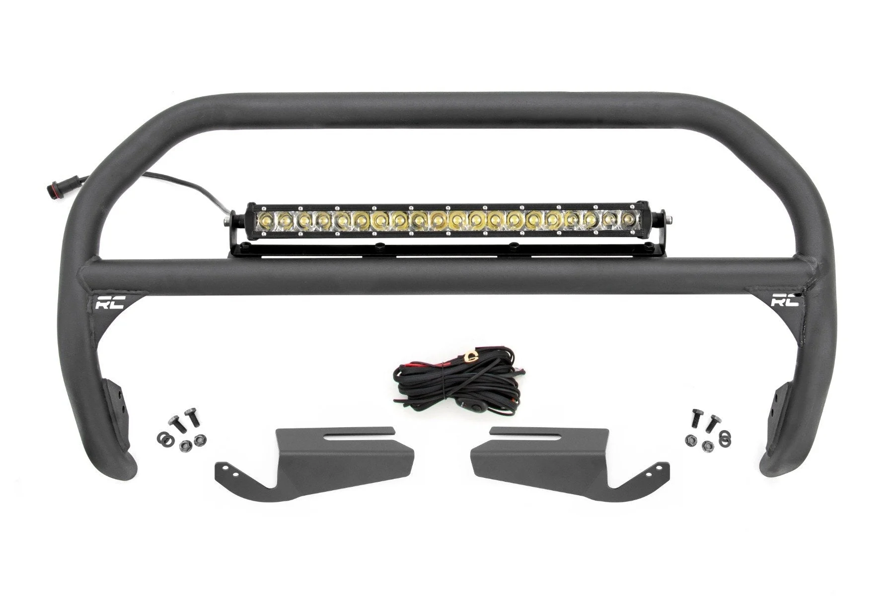 Nudge Bar w/20" Chrome Single Row LED Light Bar for OE Modular Bumper, 2021+ Ford Bronco