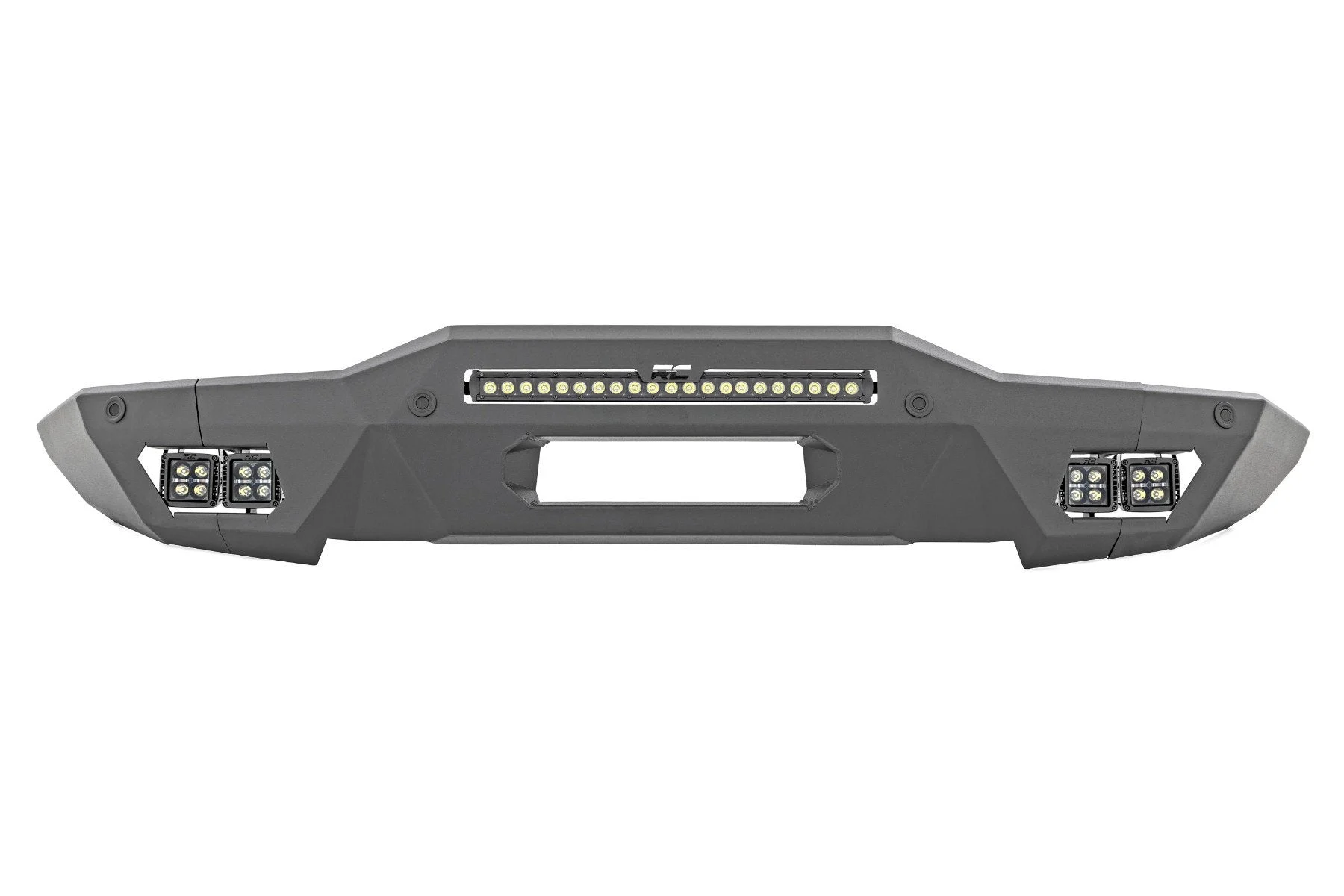 Front Modular Bumper w/20" Black LED Bar & Amber DRL Cubes, 2021+ Ford Bronco