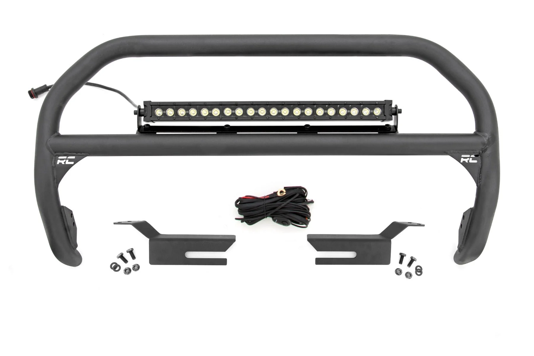 Nudge Bar w/20" Black Single Row LED Bar w/White DRL, 2021+ Ford Bronco