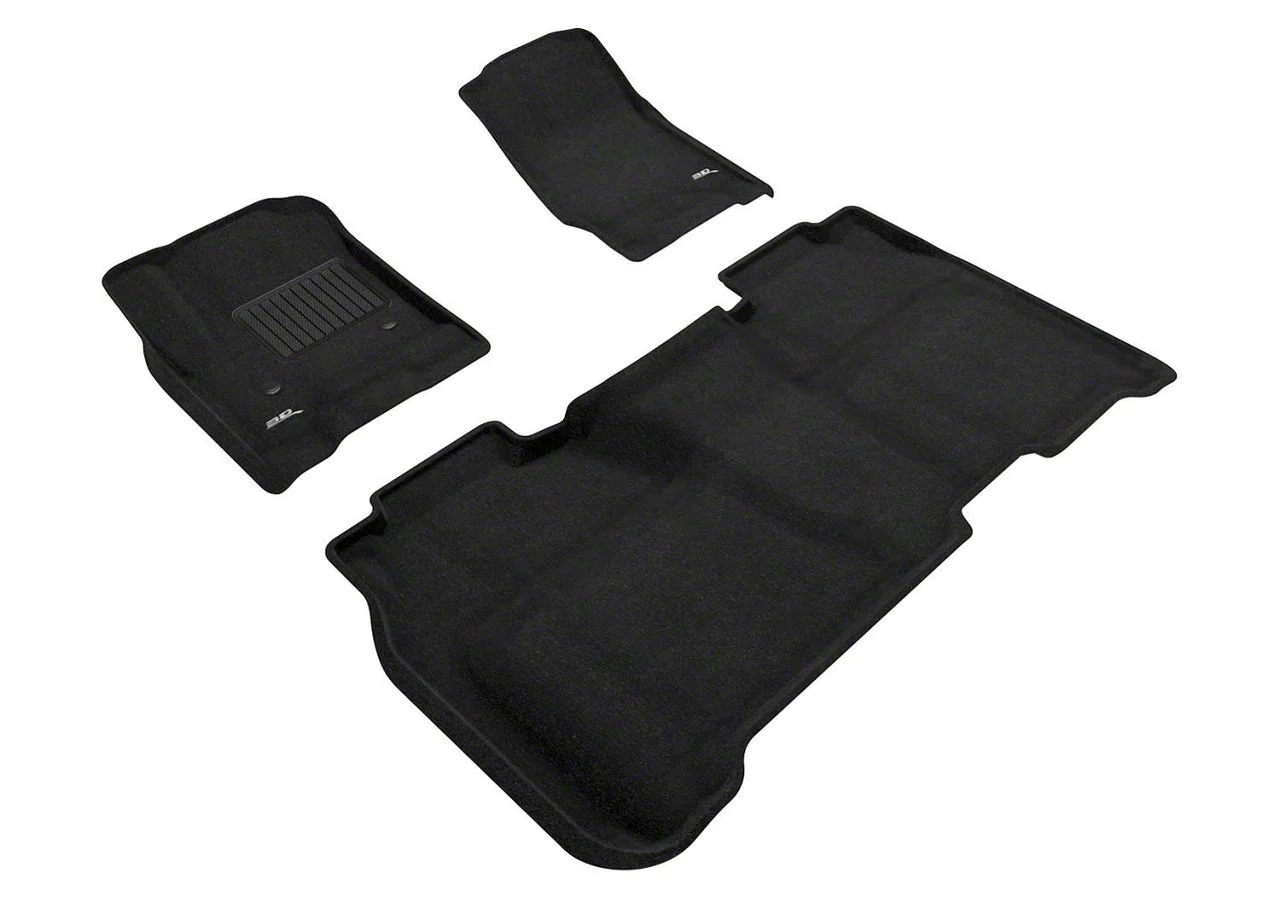 3D MAXpider Elegant Perfect Fit Carpet Front and Rear Floor Liners; Black (14-18 Sierra 1500 Crew Cab)