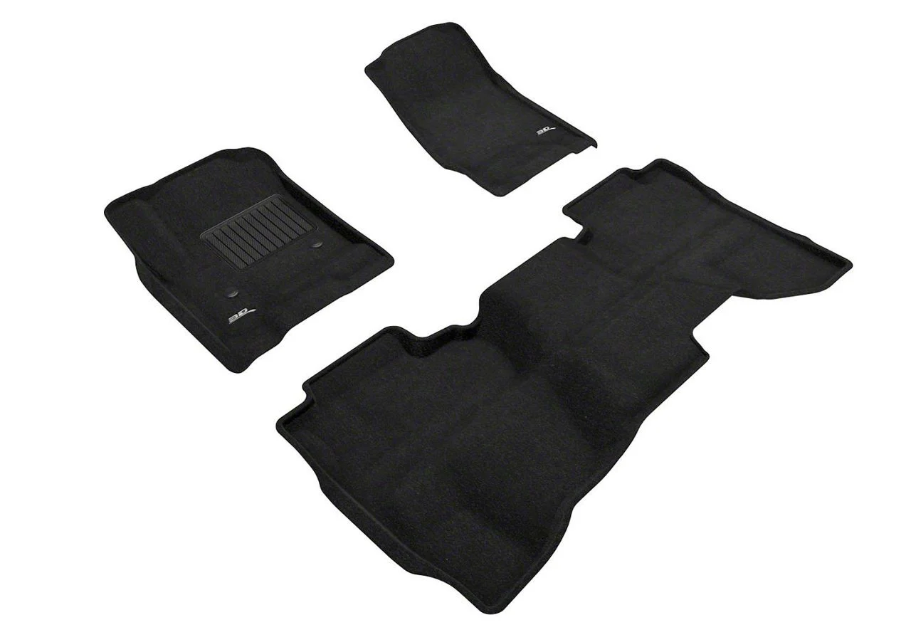 3D MAXpider Elegant Perfect Fit Carpet Front and Rear Floor Liners; Black (14-18 Sierra 1500 Double Cab)