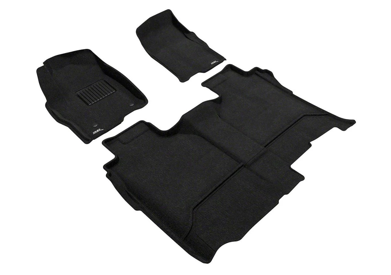 3D MAXpider Elegant Perfect Fit Carpet Front and Rear Floor Liners; Black (19-26 Sierra 1500 w/ Front Bucket Seats & w/o Rear Underseat Storage)