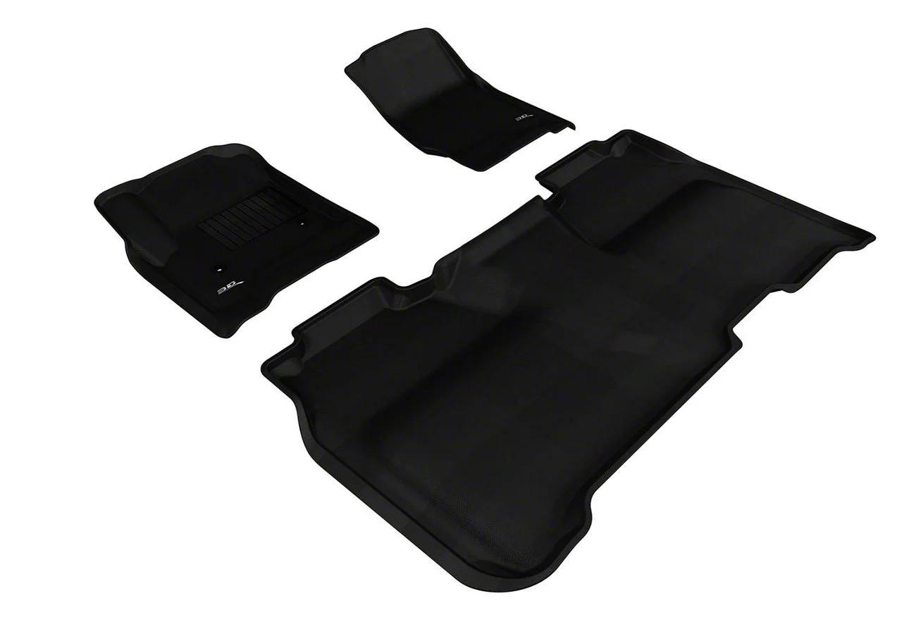 3D MAXpider KAGU Series All-Weather Custom Fit Front and Rear Floor Liners; Black (15-19 Silverado 3500 HD Crew Cab)