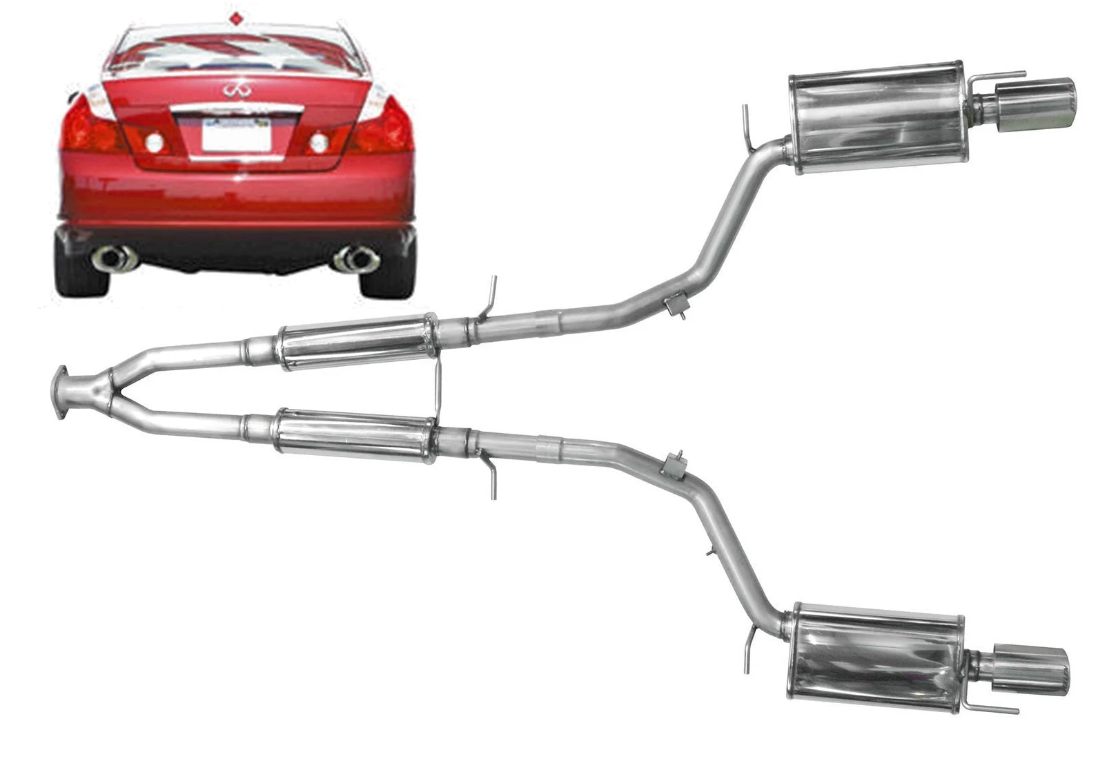 2006-2010 Infiniti M45 - STILLEN Stainless Steel Near Cat-Back Exhaust System - 504445