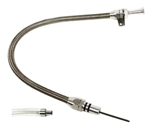 AOD/AODE/4R70W Oil Pan Dipstick, Braided Stainless, 39 1/4 inch