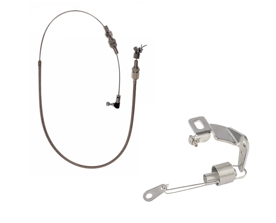 Throttle Cable & Mounting Bracket Kit for Carburetor - Stainless Steel, v8