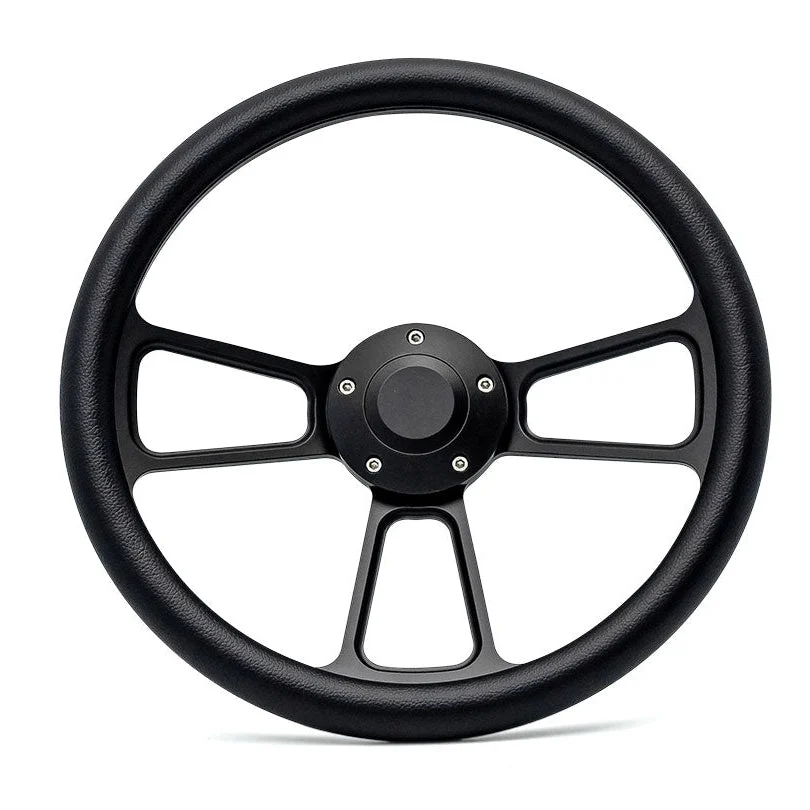 Black Billet Steering Wheel w/Black Vinyl Wrap