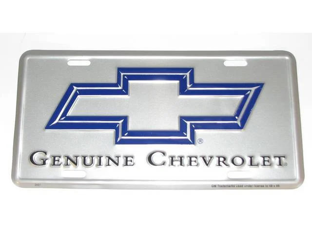 Genuine Chevrolet License Plate, Silver