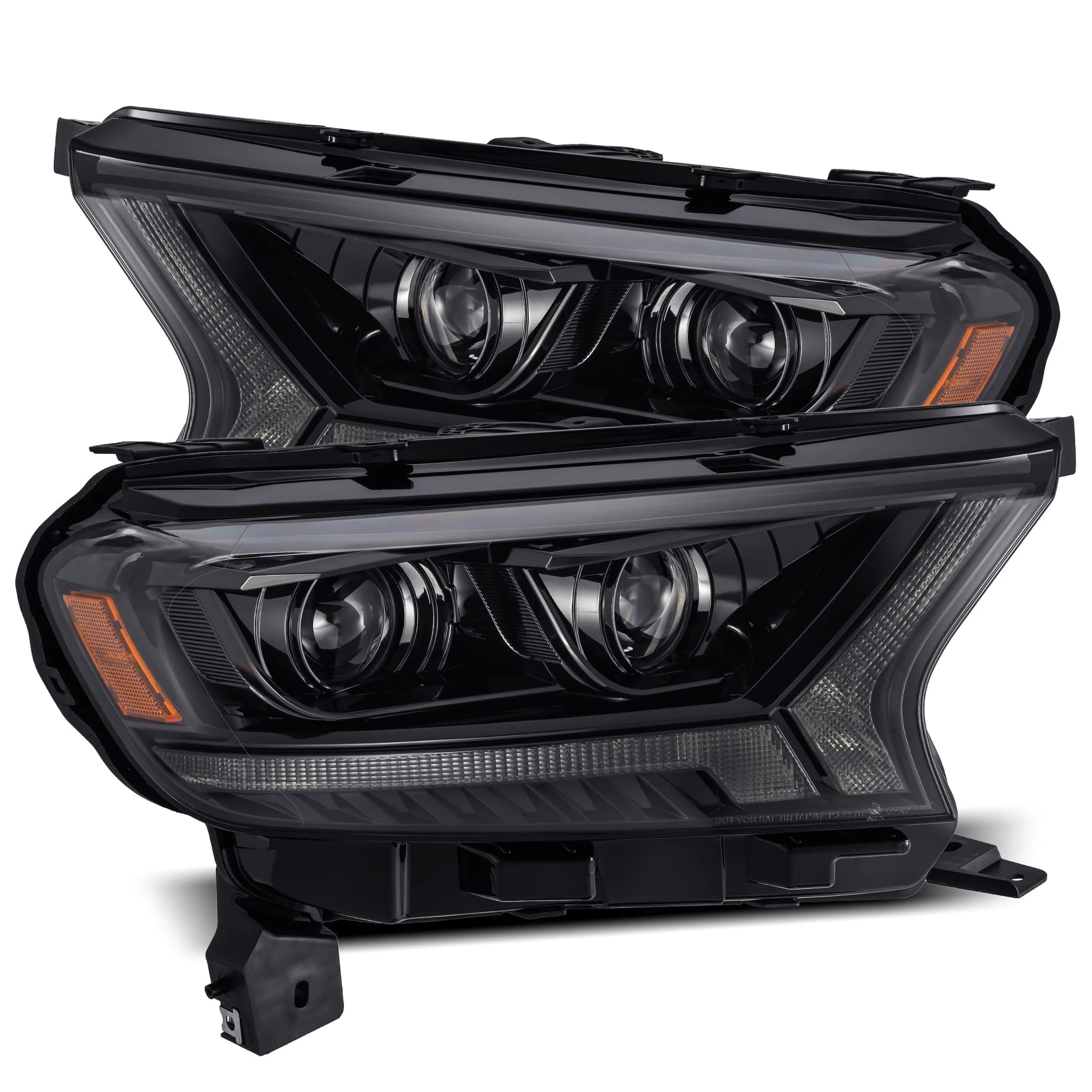 2019- 2021 Ford Ranger Projector Headlights Plank Style Design Alpha Black w/ Sequential Signal, switchback DRL. Alpha Rex 880119