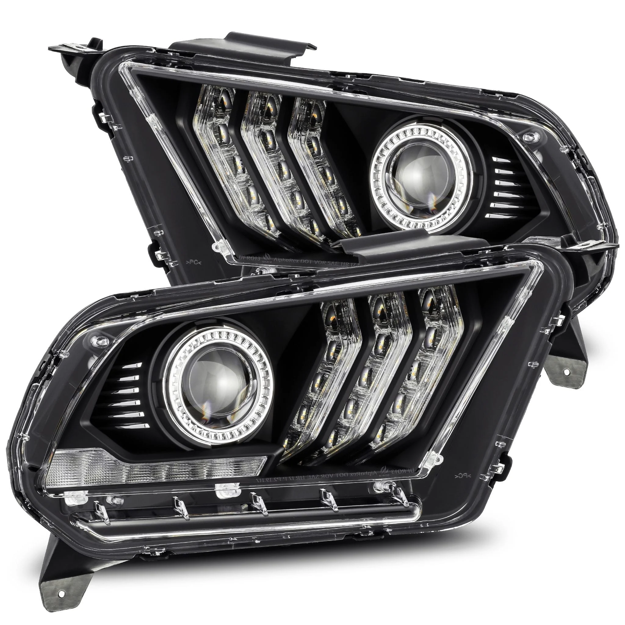 2010-2012 Ford Mustang LUXX-Series LED Projector Headlights Black Alpha-Rex 880115