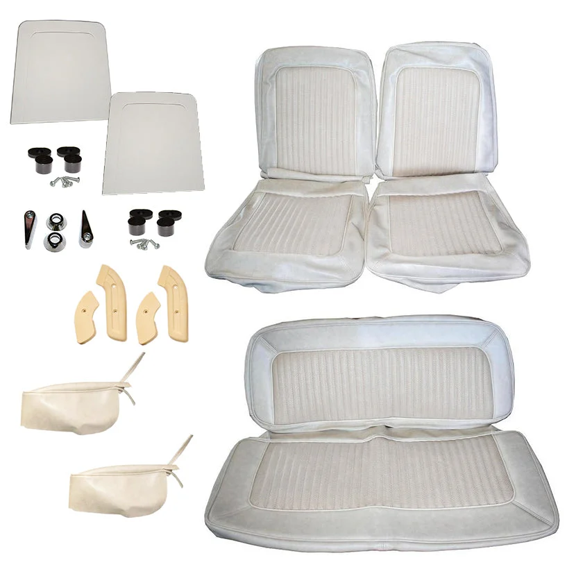 Seat Cover Kit - Deluxe, Front & Rear, Parchment Vinyl w/Texture