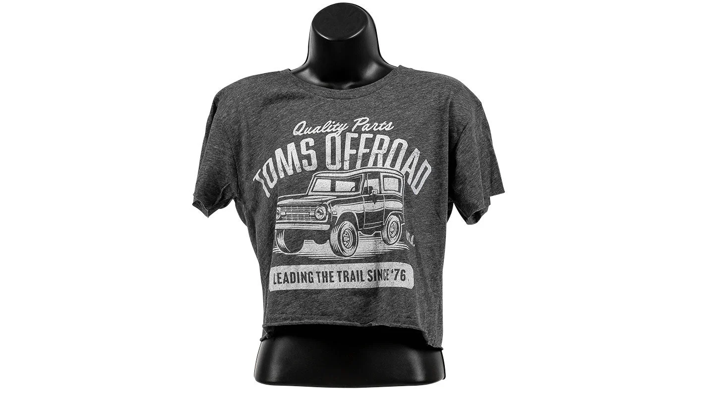 TOMS OFFROAD Ladies Crop Top, Garage Design, Charcoal