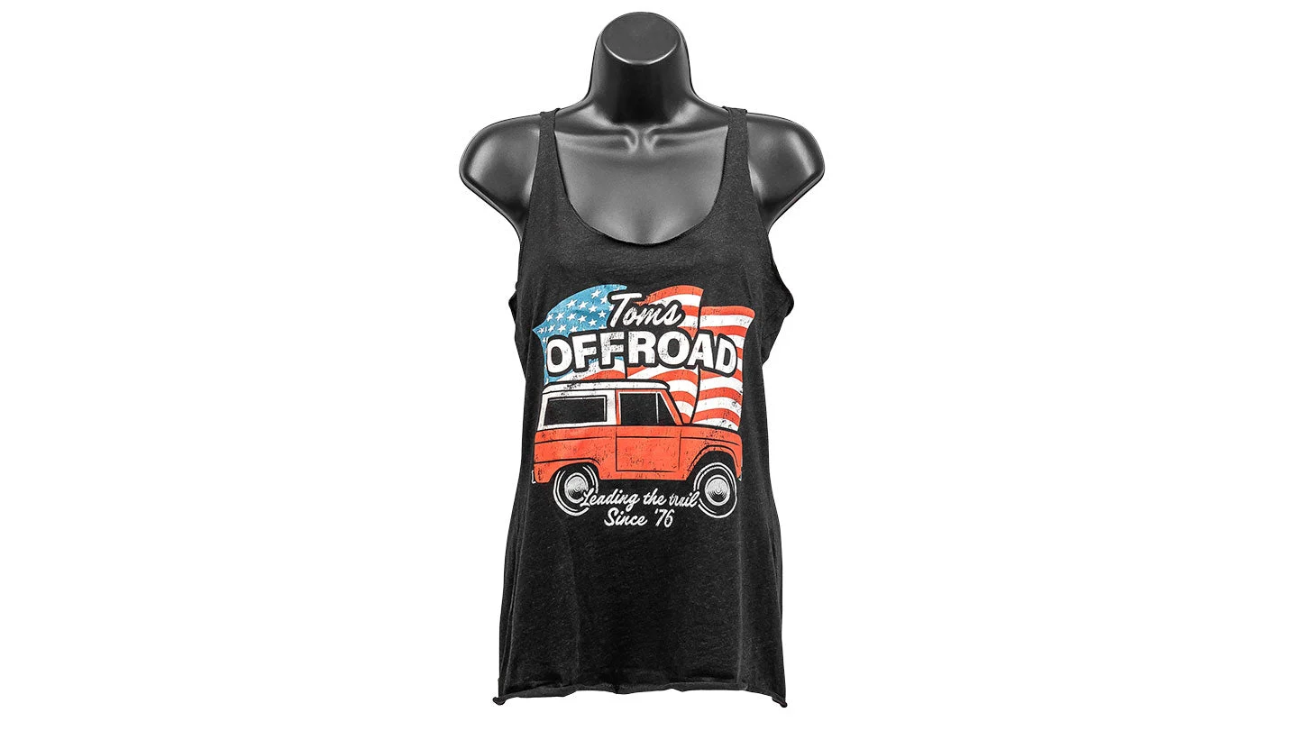 TOMS OFFROAD Ladies Tank Top, Patriotic, Black