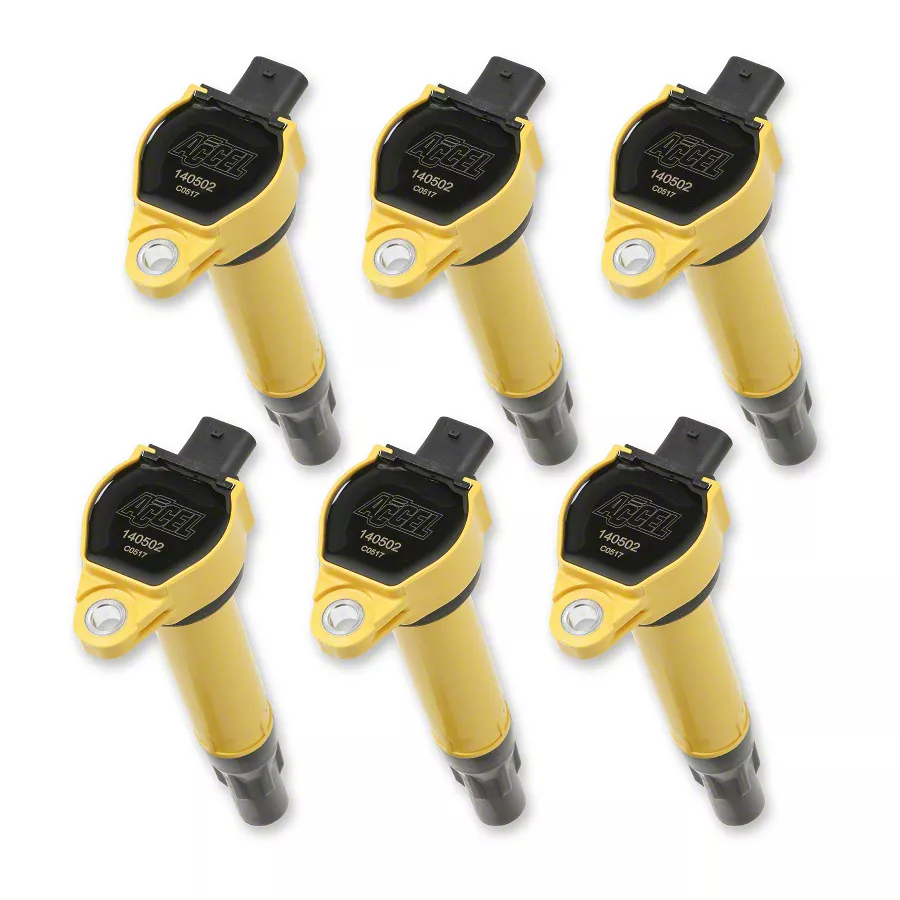 Accel SuperCoil Ignition Coils; Yellow; 6-Pack (06-10 3.5L Charger)