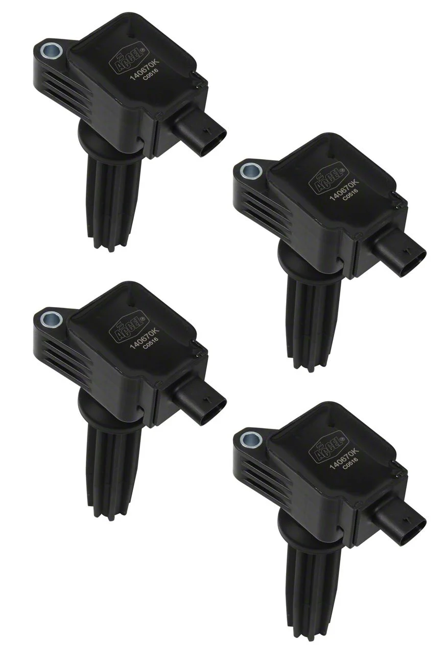Accel SuperCoil Ignition Coils; Black; 4-Pack (15-17 Mustang EcoBoost)