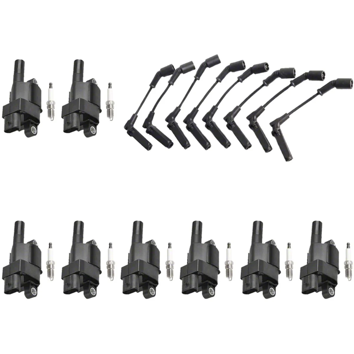 ACEON Ignition Coils with Spark Plugs and Wires; Black (07-13 V8 Sierra 1500)