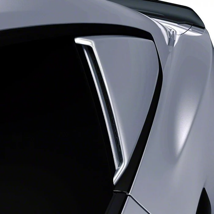 Air Design Quarter Window Scoops; Satin Black (15-23 Mustang Fastback)
