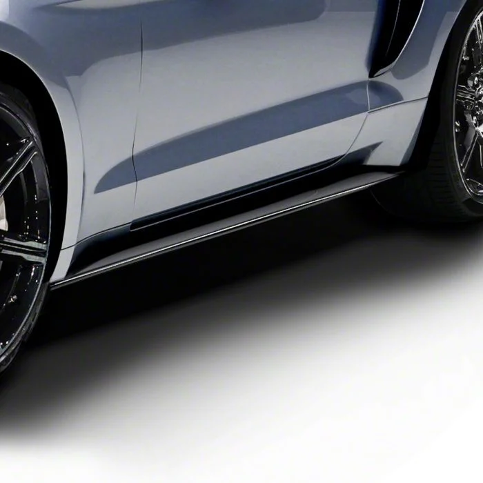 Air Design Side Skirts; Satin Black (15-23 Mustang GT, EcoBoost, V6)