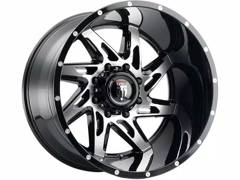 American Truxx Spyder Gloss Black Machined 6-Lug Wheel; 20x10; -24mm Offset (14-18 Silverado 1500)