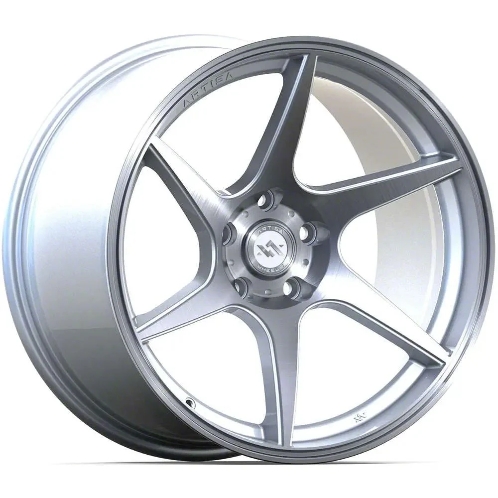 Anovia Wheels Titan Brushed Silver 4-Wheel Kit; 18x9.5; 35mm Offset (24-26 Mustang EcoBoost w/o Performance Pack)