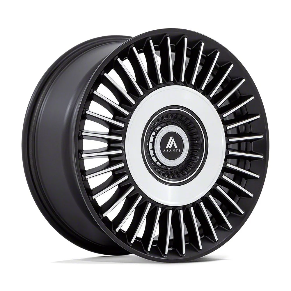 Asanti Tiara Satin Black with Bright Machined Face Wheel; 20x9; 45mm Offset (21-26 Mustang Mach-E)