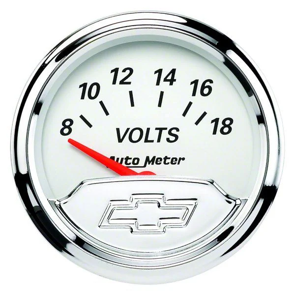 Auto Meter Chevy Vintage Series 2-1/16-Inch Voltmeter Gauge; 8-18V (Universal; Some Adaptation May Be Required)