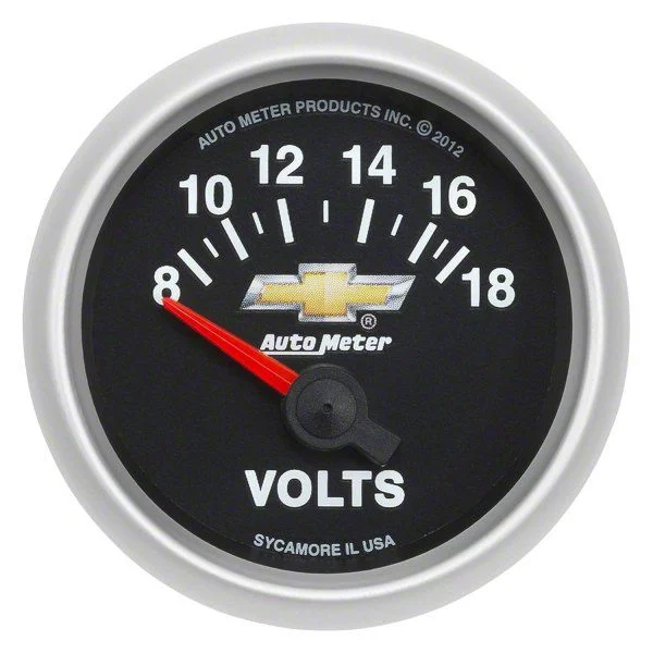 Auto Meter Chevy Gold Bowtie Series 2-1/16-Inch Voltmeter Gauge; 18V (Universal; Some Adaptation May Be Required)