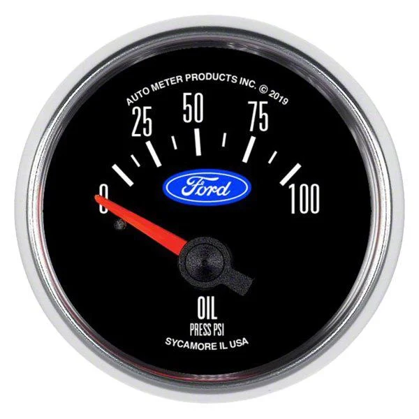 Auto Meter Ford Series 2-1/16-Inch Oil Pressure Gauge; 0-100 PSI (Universal; Some Adaptation May Be Required)