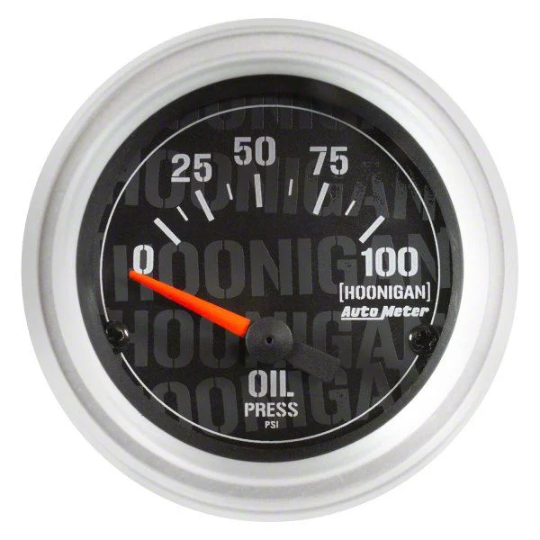Auto Meter Hoonigan Series 2-1/16-Inch Oil Pressure Gauge; 0-100 PSI (Universal; Some Adaptation May Be Required)
