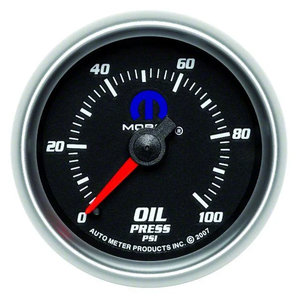 Auto Meter MOPAR Series 2-1/16-Inch Oil Pressure Gauge; 0-100 PSI; Mechanical (Universal; Some Adaptation May Be Required)