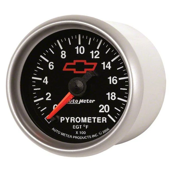 Auto Meter Chevy Black Series 2-1/16-Inch Pyrometer Gauge; 0-2000 Fahrenheit (Universal; Some Adaptation May Be Required)