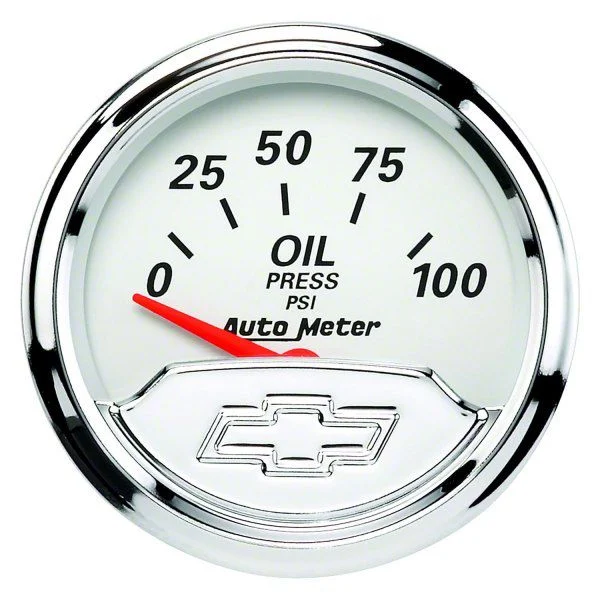 Auto Meter Chevy Vintage Series 2-1/16-Inch Oil Pressure Gauge; 0-100 PSI (Universal; Some Adaptation May Be Required)