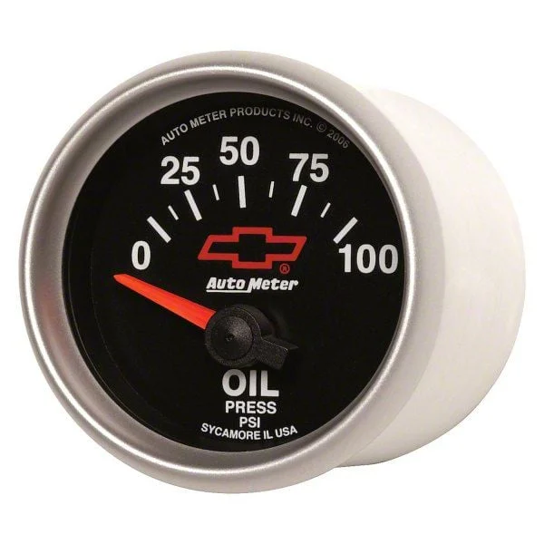 Auto Meter Chevy Black Series 2-1/16-Inch Oil Pressure Gauge; 0-100 PSI (Universal; Some Adaptation May Be Required)