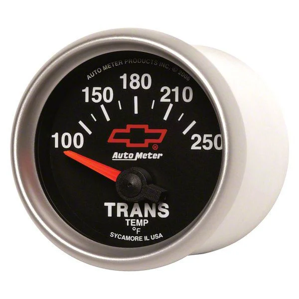 Auto Meter Chevy Black Series 2-1/16-Inch Transmission Temperature Gauge; 100-250 Fahrenheit (Universal; Some Adaptation May Be Required)