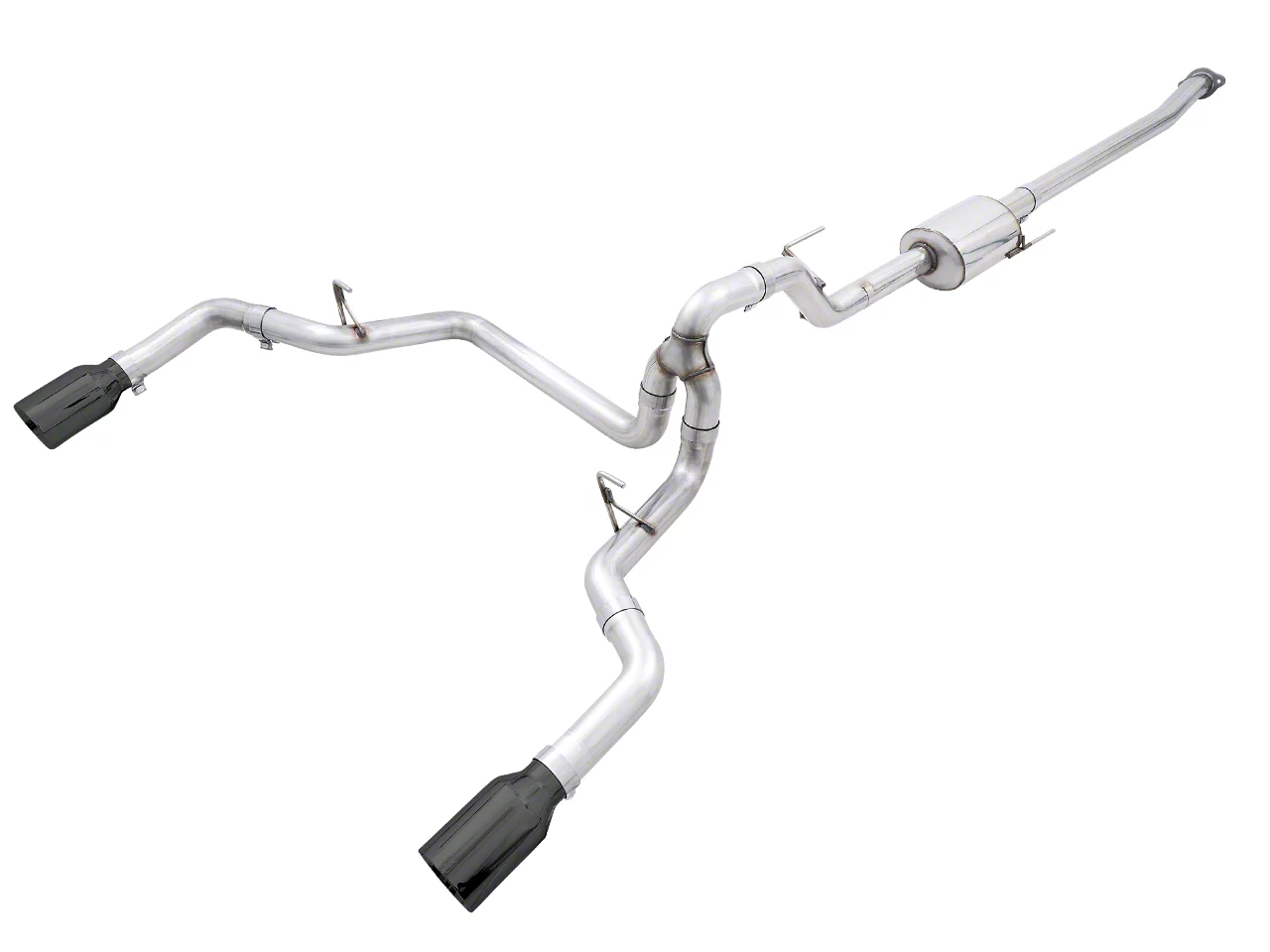 AWE 0FG Dual Exhaust System with Diamond Black Tips; Rear Exit (21-26 2.7L EcoBoost F-150)
