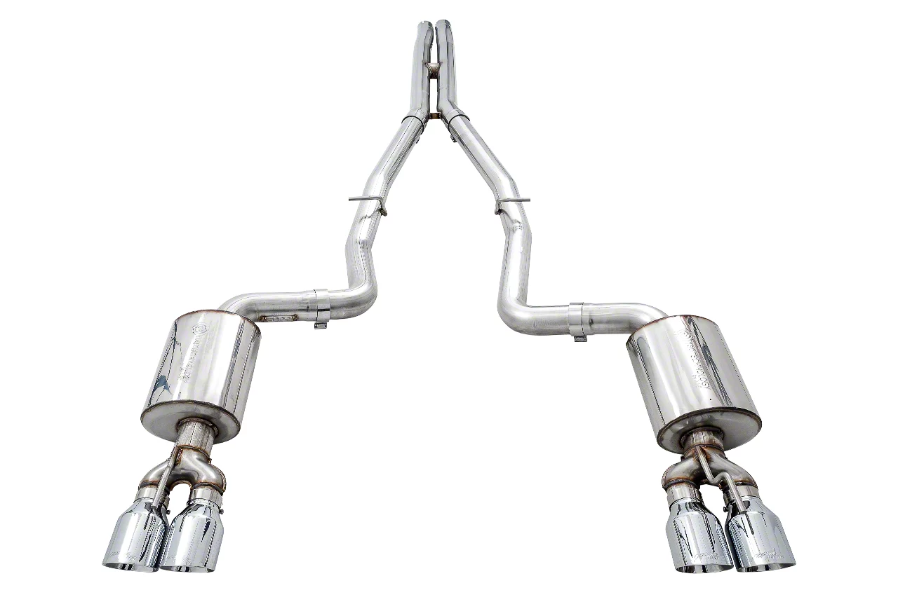 AWE Touring Edition Cat-Back Exhaust with Quad Chrome Silver Tips; Non-Resonated (15-23 6.2L HEMI Challenger)