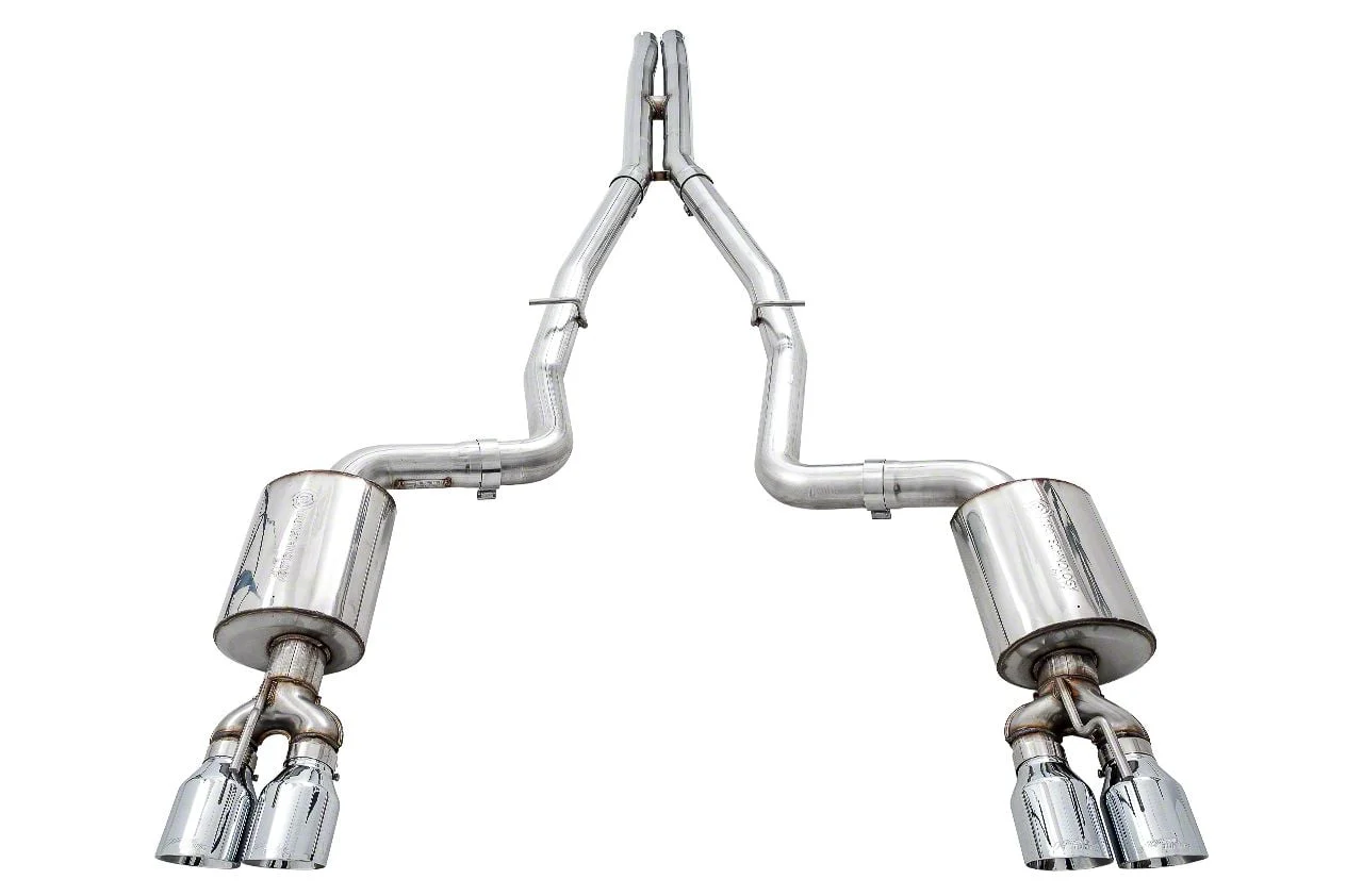 AWE Touring Edition Cat-Back Exhaust with Quad Chrome Silver Tips; Non-Resonated (15-23 6.4L HEMI Challenger)