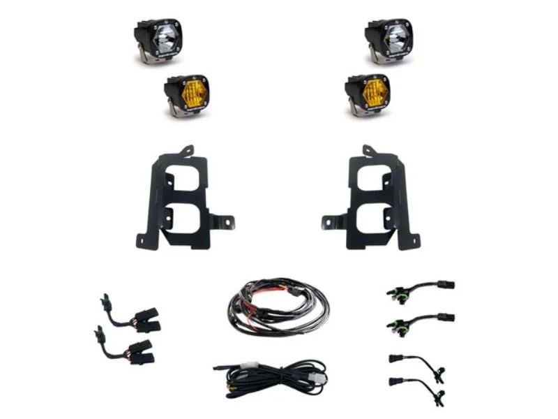 Baja Designs S1 Dual LED Fog Light Pocket Kit; Amber and Clear (20-23 Sierra 3500 HD)