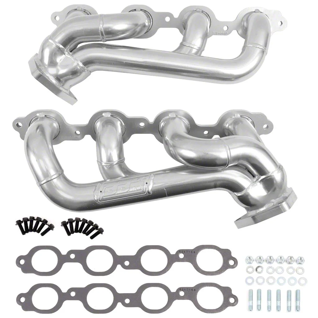 BBK 1-3/4-Inch Shorty Headers; Polished Silver Ceramic (20-26 V8 Yukon)