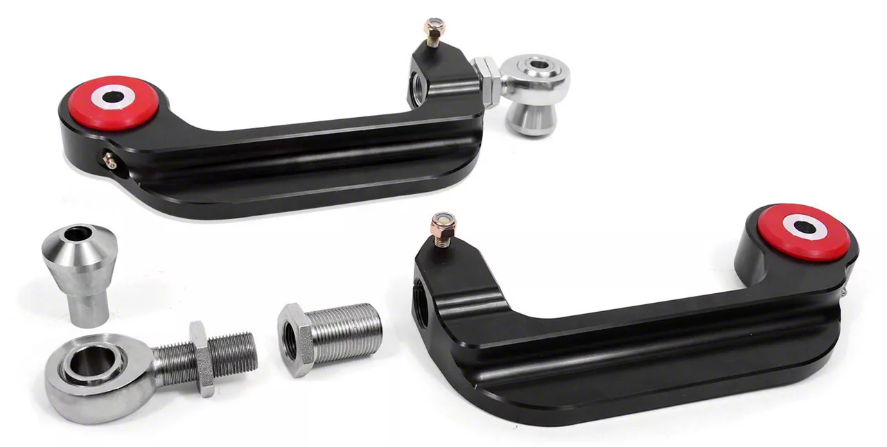 BMR Adjustable Rear Upper Control Arm Camber Links; Polyurethane/Rod End Combo; Black Anodized (15-26 Mustang)
