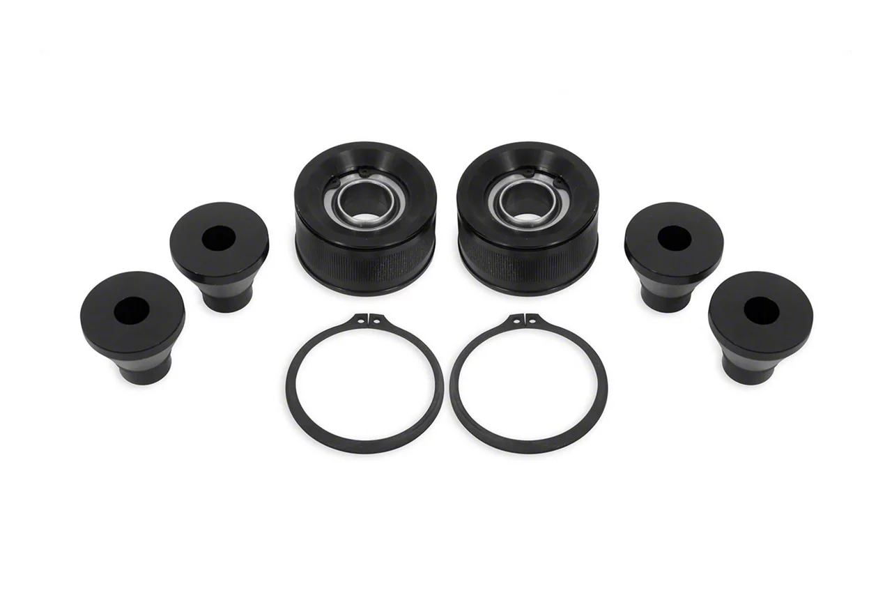 BMR Front Radius Rod Bearing Kit; Black Anodized (15-23 Mustang)