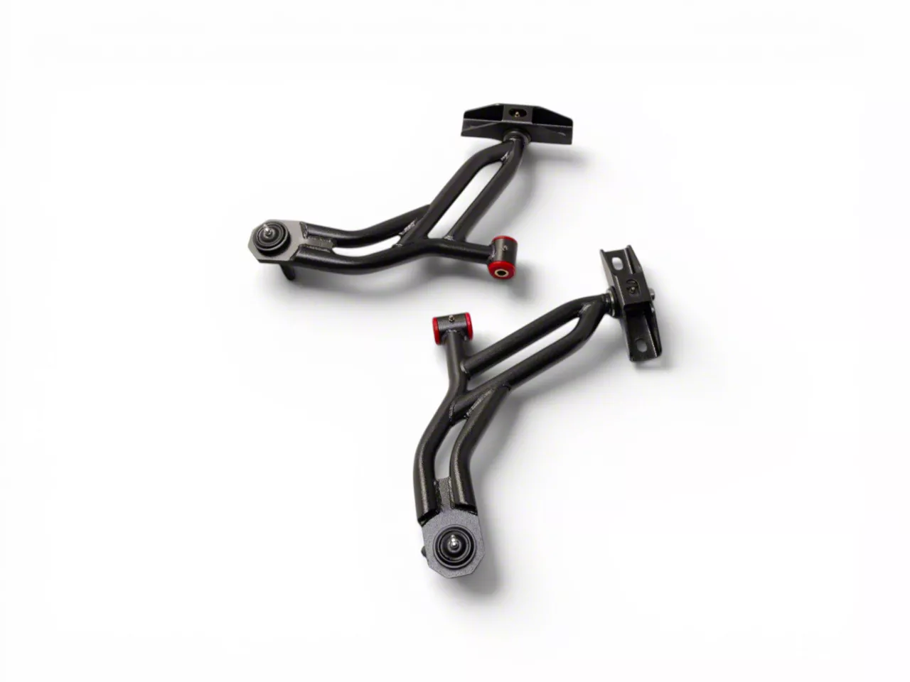 BMR Non-Adjustable Front Lower Control A-Arms; Polyurethane/Delrin Combo; 19mm Tall Ball Joint; Black Hammertone (10-14 Mustang)