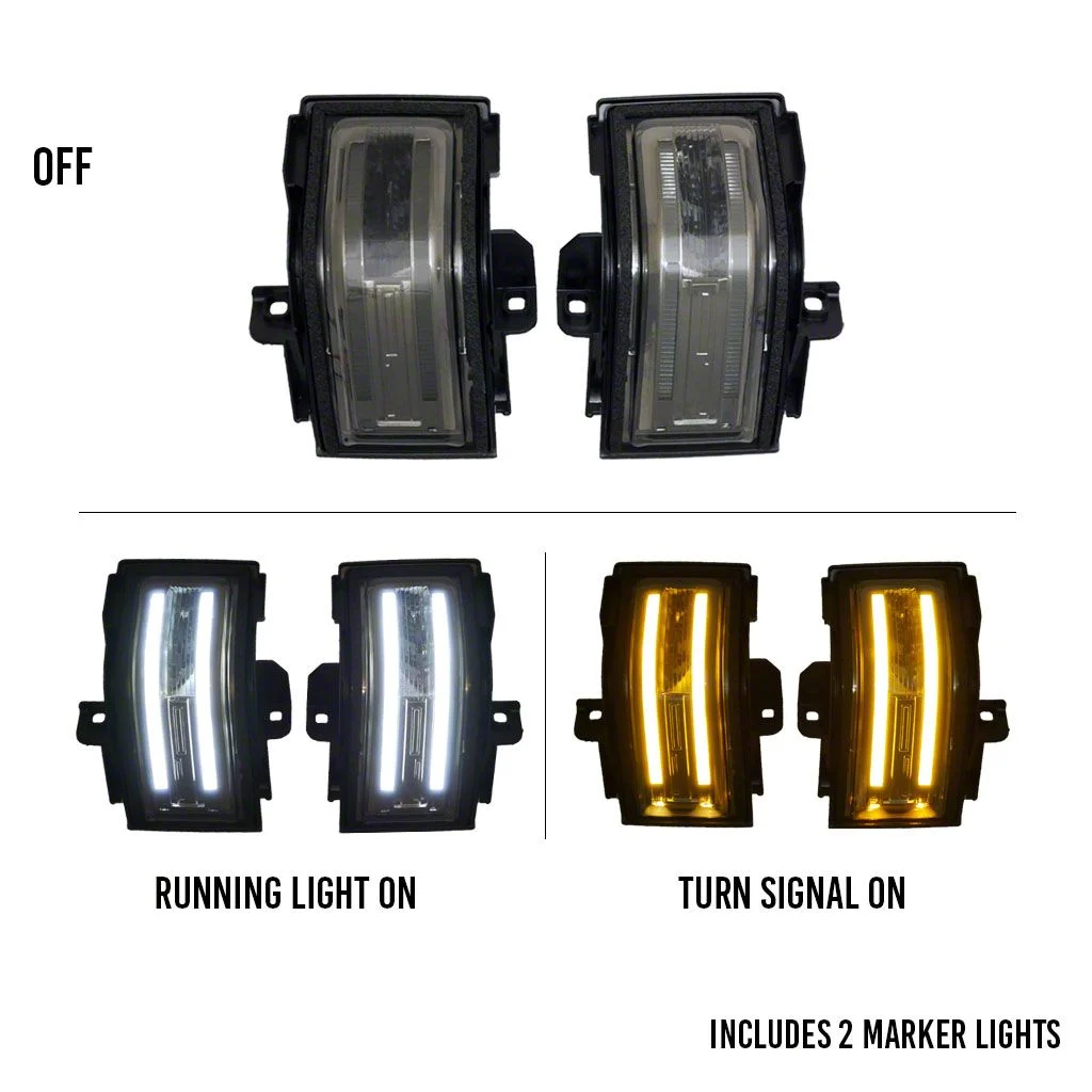 Boost Auto Parts Towing Mirror Lights with Smoked Sequential Switchback Turn Signals and Spot Light; Black (17-22 F-350 Super Duty)